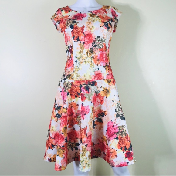 Shabby Apple Mabel Fit & Flare Dress Pink Floral - Picture 2 of 6